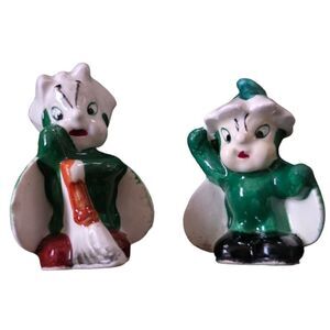 Vintage Anthropomorphic Occupied Japan Lady Bug Figurine sweeping bug Pixie